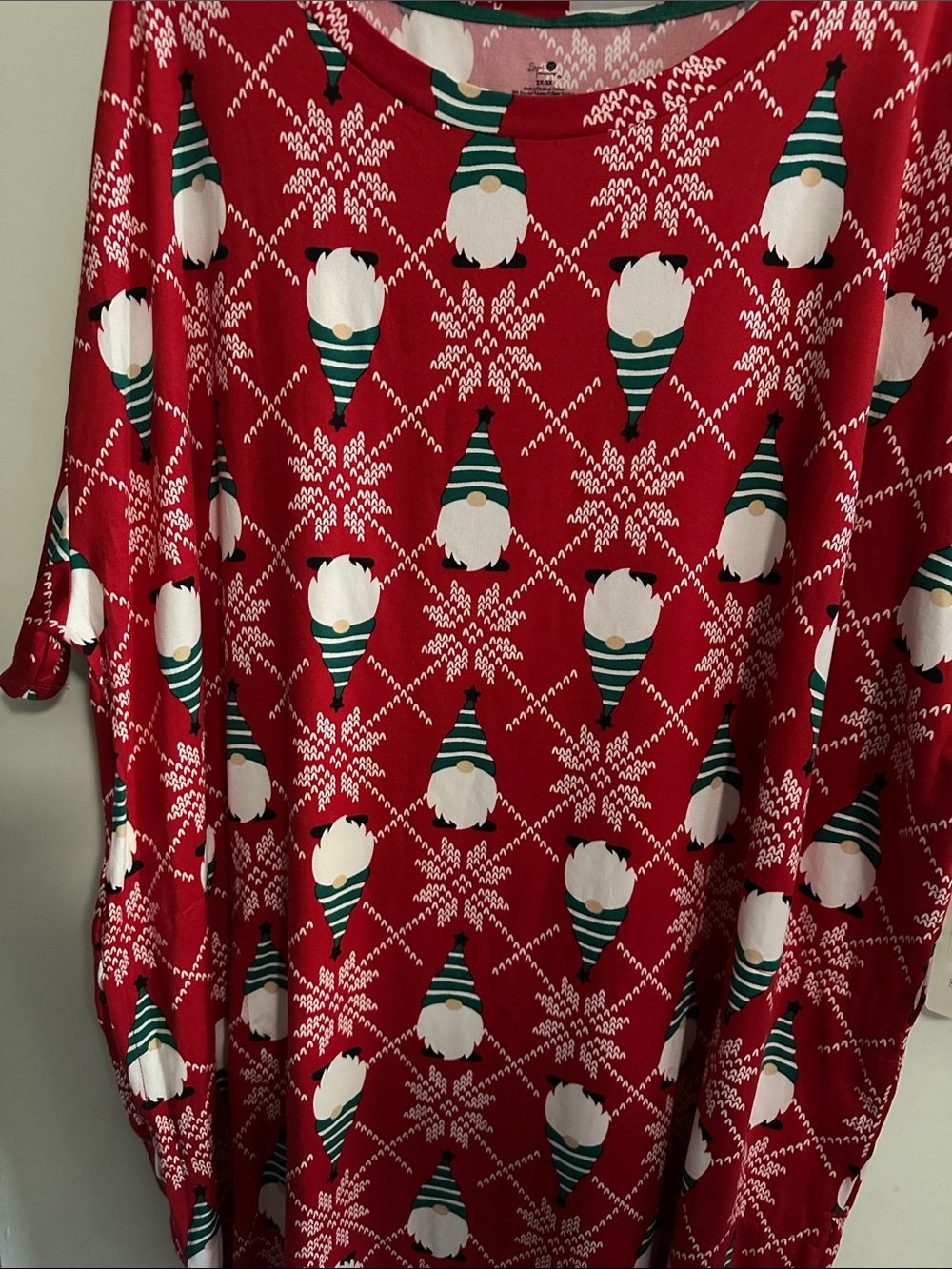 Red Holiday Gnome sleep shirt